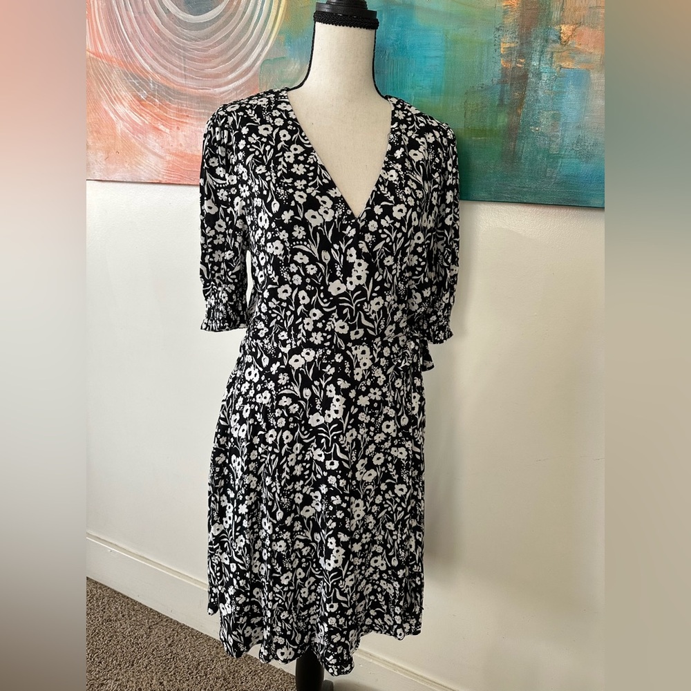banana republic black and white wrap dress New With Tags Mini Short Sleeves 4 Venus Black Dress Dressy red bodycon dresses Color:Pink/Orange/White/Purple